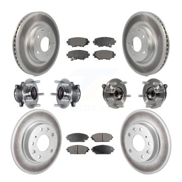 Front Rear Hub Bearings Coated Disc Brake Rotors And Pads Kit (10Pc) For Mazda 3 Sport KBB-113720