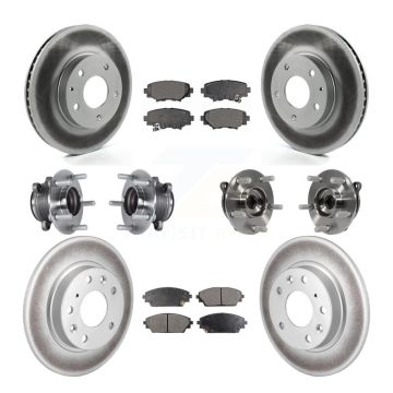 Front Rear Hub Bearings Coated Disc Brake Rotors And Pads Kit (10Pc) For Mazda 3 Sport KBB-113721