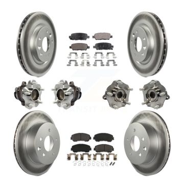 Front Rear Hub Bearing Coated Brake Rotor & Pad Kit (10Pc) For Nissan Rogue Sport Qashqai KBB-113722