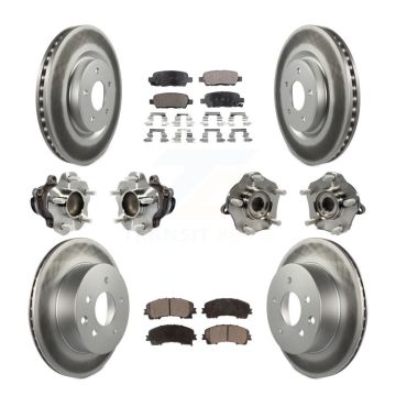 Front Rear Hub Bearings Coated Disc Brake Rotors And Pads Kit (10Pc) For Nissan Rogue KBB-113723