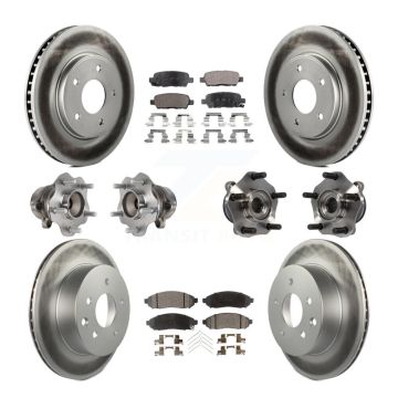 Front Rear Hub Bearings Coated Disc Brake Rotors And Pads Kit (10Pc) For Nissan LEAF KBB-113724