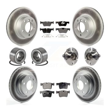 Front Rear Hub Bearing Coated Disc Brake Rotor And Pads Shoe Kit (10Pc) For BMW 320i 328d KBB-113797