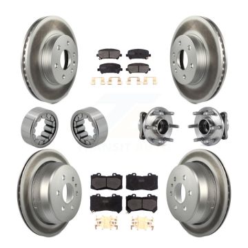Front Rear Hub Bearing Coated Brake Rotor Pads Shoe Kit (10Pc) For Chevrolet Colorado GMC KBB-113822