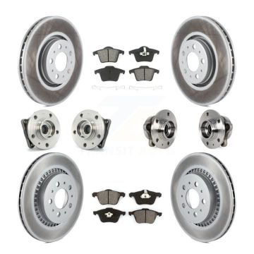 Front Rear Hub Bearing Coated Brake Rotor And Pad Kit (10Pc) For 2008-2014 Volvo XC90 AWD KBB-113825