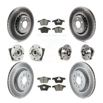 Front Rear Hub Bearing Coated Brake Rotor And Pad Kit (10Pc) For 2008-2014 Volvo XC90 AWD KBB-113826