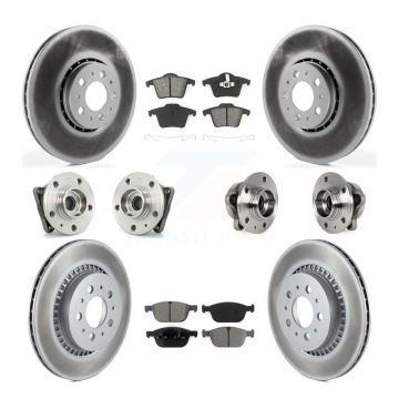 Front Rear Hub Bearing Coated Brake Rotor And Pad Kit (10Pc) For 2008-2014 Volvo XC90 AWD KBB-113827