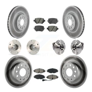 Front Rear Hub Bearings Coated Disc Brake Rotors And Pads Kit (10Pc) For Volkswagen GTI KBB-113831