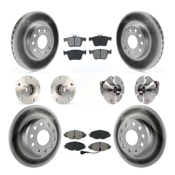 Front Rear Hub Bearing Coated Disc Brake Rotors And Pads Kit (10Pc) For 2016 Audi A3 2.0L KBB-113832