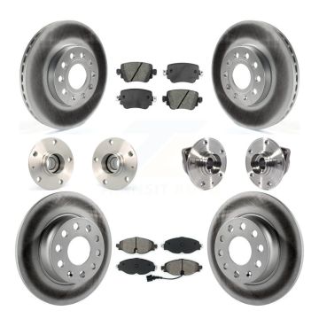 Front Rear Hub Bearing Coated Brake Rotor & Pad Kit (10Pc) For Volkswagen Golf SportWagen KBB-113833