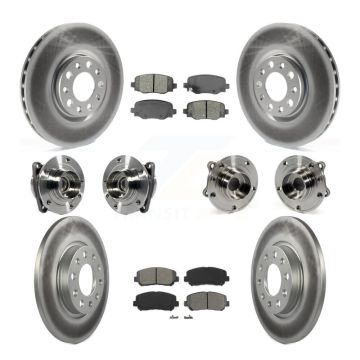 Front Rear Hub Bearing Coated Brake Rotor & Pad Kit (10Pc) For 2015-2017 Chrysler 200 FWD KBB-113842