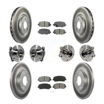 Front Rear Hub Bearing Coated Brake Rotor & Pad Kit (10Pc) For 2015-2017 Chrysler 200 FWD KBB-113843