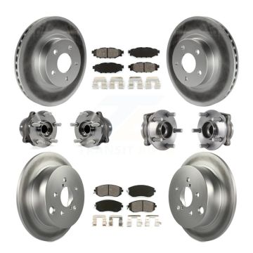 Front Rear Hub Bearings Coated Disc Brake Rotors And Pads Kit (10Pc) For Subaru Impreza KBB-113844