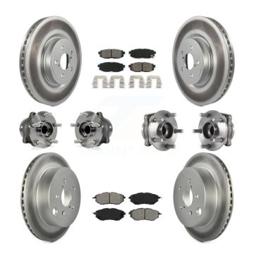 Front Rear Hub Bearing Coated Disc Brake Rotor & Pads Kit (10Pc) For Subaru Forester 2.0L KBB-113846