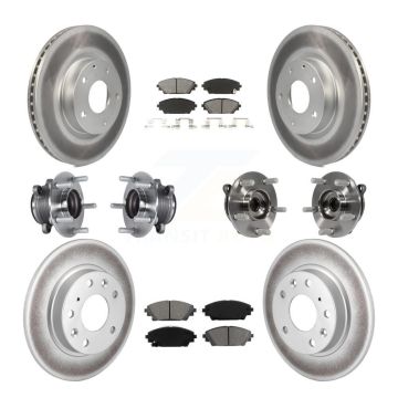 Front Rear Hub Bearings Coated Disc Brake Rotors And Pads Kit (10Pc) For Mazda 3 Sport KBB-113847