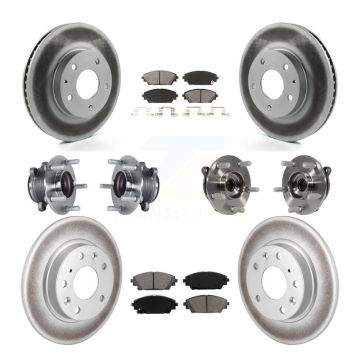 Front Rear Hub Bearings Coated Disc Brake Rotors And Pads Kit (10Pc) For Mazda 3 Sport KBB-113848