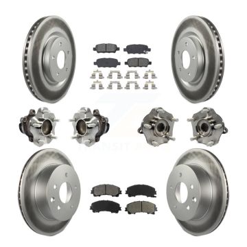 Front Rear Hub Bearings Coated Disc Brake Rotors And Pads Kit (10Pc) For Nissan Rogue KBB-113850