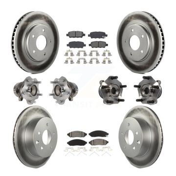Front Rear Hub Bearings Coated Disc Brake Rotors And Pads Kit (10Pc) For Nissan LEAF KBB-113851