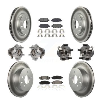 Front Rear Hub Bearings Coated Disc Brake Rotors And Pads Kit (10Pc) For Nissan LEAF KBB-113852