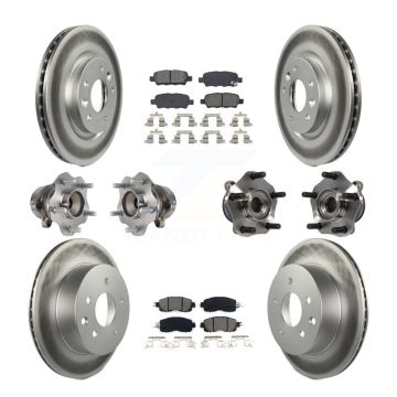 Front Rear Hub Bearings Coated Disc Brake Rotors And Pads Kit (10Pc) For Nissan LEAF KBB-113853