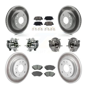 Front Rear Hub Bearings Coated Disc Brake Rotors And Pads Kit (10Pc) For Mazda 3 Sport KBB-113856