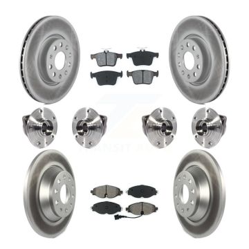 Front Rear Hub Bearings Coated Disc Brake Rotors And Pads Kit (10Pc) For Audi TT Quattro KBB-113863