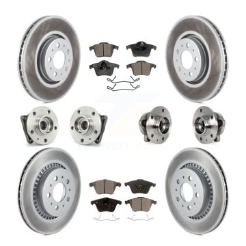 Front Rear Hub Bearing Coated Brake Rotor And Pad Kit (10Pc) For 2008-2014 Volvo XC90 AWD KBB-113906