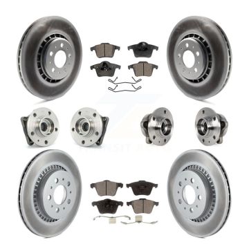 Front Rear Hub Bearing Coated Brake Rotor And Pad Kit (10Pc) For 2008-2014 Volvo XC90 AWD KBB-113907