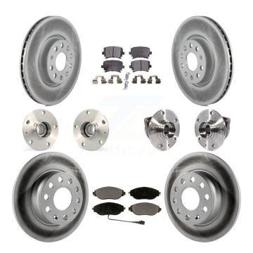 Front Rear Hub Bearings Coated Disc Brake Rotors And Pads Kit (10Pc) For Volkswagen GTI KBB-113911