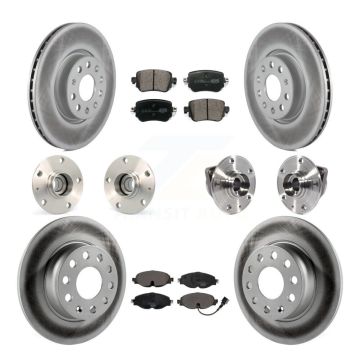 Front Rear Hub Bearings Coated Disc Brake Rotors And Pads Kit (10Pc) For Volkswagen GTI KBB-113913