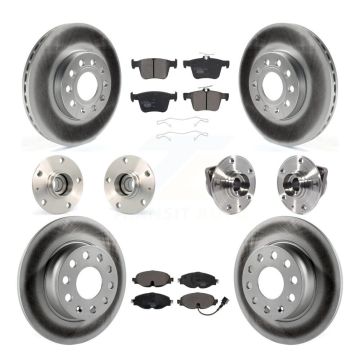 Front Rear Hub Bearing Coated Disc Brake Rotors And Pads Kit (10Pc) For 2016 Audi A3 2.0L KBB-113914
