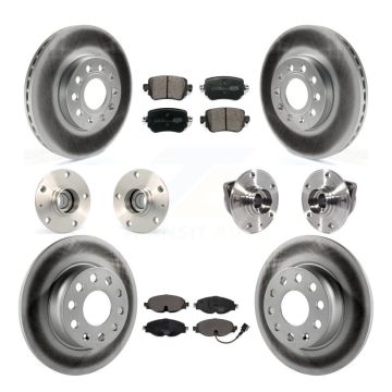 Front Rear Hub Bearing Coated Brake Rotor & Pad Kit (10Pc) For Volkswagen Golf SportWagen KBB-113915