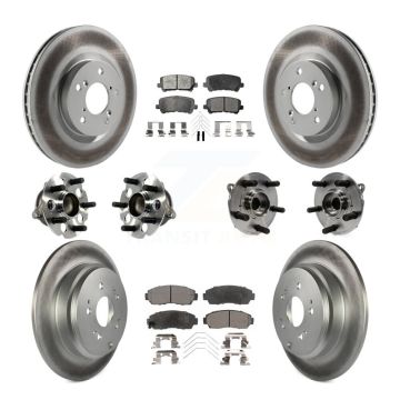 Front Rear Hub Bearing Coated Disc Brake Rotor Pad Kit (10Pc) For 2011-2014 Honda Odyssey KBB-113916