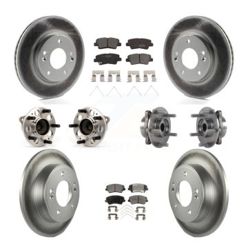 Front Rear Hub Bearing Coated Disc Brake Rotor Pad Kit (10Pc) For 2017 Hyundai Elantra GT KBB-113922