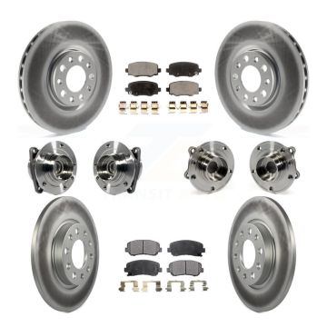 Front Rear Hub Bearing Coated Brake Rotor & Pad Kit (10Pc) For 2015-2017 Chrysler 200 FWD KBB-113926