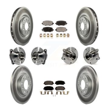 Front Rear Hub Bearing Coated Brake Rotor & Pad Kit (10Pc) For 2015-2017 Chrysler 200 FWD KBB-113927