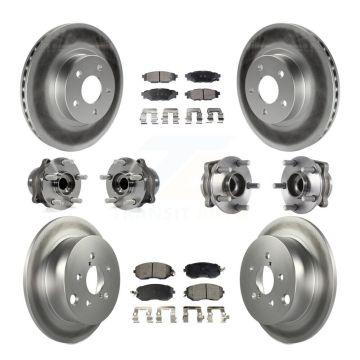 Front Rear Hub Bearings Coated Disc Brake Rotors And Pads Kit (10Pc) For Subaru Impreza KBB-113928