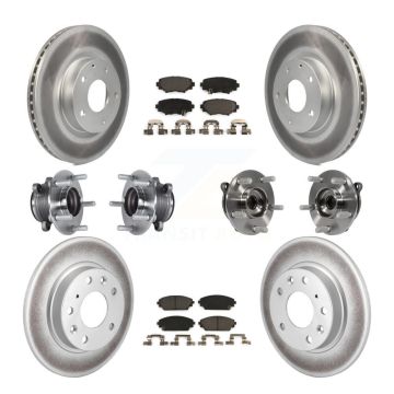 Front Rear Hub Bearings Coated Disc Brake Rotors And Pads Kit (10Pc) For Mazda 3 Sport KBB-113932