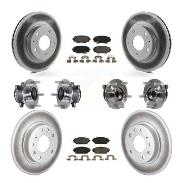 Front Rear Hub Bearings Coated Disc Brake Rotors And Pads Kit (10Pc) For Mazda 3 Sport KBB-113933