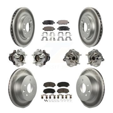 Front Rear Hub Bearing Coated Brake Rotor & Pad Kit (10Pc) For Nissan Rogue Sport Qashqai KBB-113934