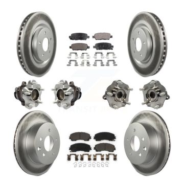 Front Rear Hub Bearings Coated Disc Brake Rotors And Pads Kit (10Pc) For Nissan Rogue KBB-113935