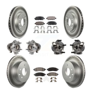 Front Rear Hub Bearing Coated Disc Brake Rotor And Ceramic Pad Kit (10Pc) For Nissan LEAF KBB-113937