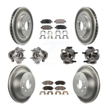 Front Rear Hub Bearing Coated Disc Brake Rotor And Ceramic Pad Kit (10Pc) For Nissan LEAF KBB-113938
