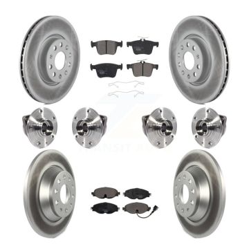 Front Rear Hub Bearings Coated Disc Brake Rotors And Pads Kit (10Pc) For Audi TT Quattro KBB-113955
