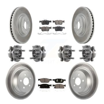 Front Rear Hub Bearing Coated Disc Brake Rotor Pad Kit (10Pc) For Lincoln Continental AWD KBB-113956