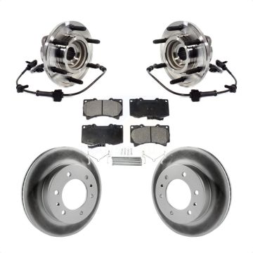 Front Hub Bearing Assembly Coated Disc Brake Rotor & Pads Kit For 2009-2010 Hummer H3T H3 KBB-114004