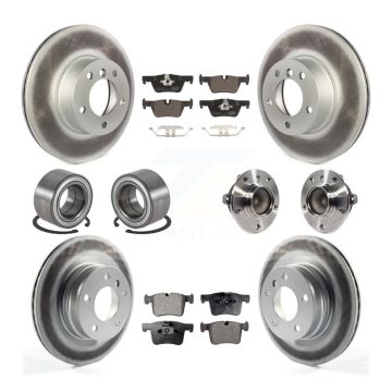 Front Rear Hub Bearing Coated Disc Brake Rotor And Pads Shoe Kit (10Pc) For BMW 320i 328d KBB-114016