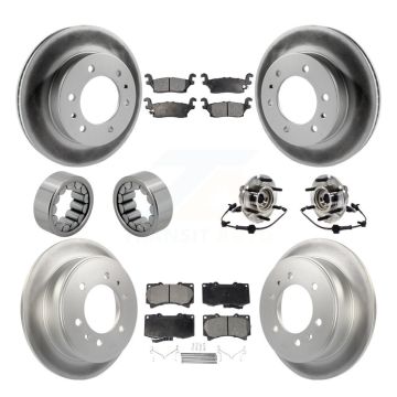 Front Rear Hub Bearing Coated Brake Rotor Pad Shoe Kit (10Pc) For 2009-2010 Hummer H3T H3 KBB-114041
