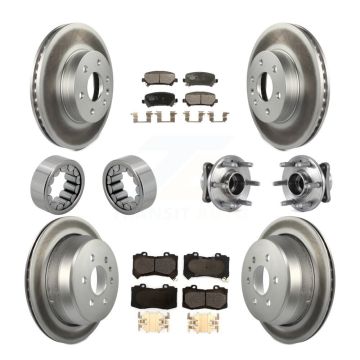 Front Rear Hub Bearing Coated Brake Rotor Pads Shoe Kit (10Pc) For Chevrolet Colorado GMC KBB-114042