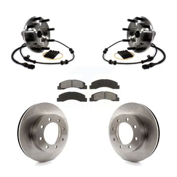 Front Hub Bearing Assembly Disc Brake Rotors And Pads Kit For Ford F-250 Super Duty RWD KBB-114118