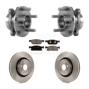 Front Hub Bearing Assembly Brake Rotor & Pads Kit For Ford Fusion Lincoln MKZ Continental KBB-114143